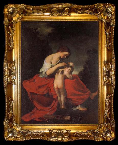 framed  Giovanni da san giovanni Venus Combing Cupid
